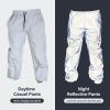 Akkad Kuti Mens Reflective Pants Silver Party Dance Fluorescent Trousers Casual Night Cycling Joggers (Silver Pants,M) view 2