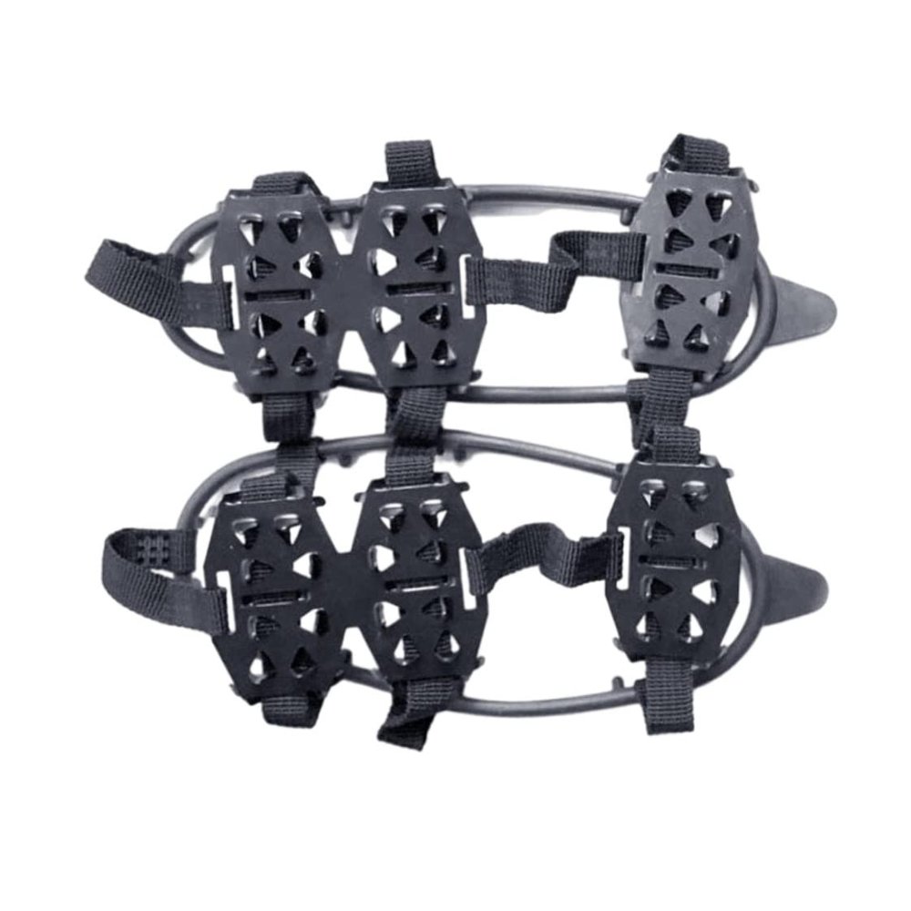 Shoe Boot Cleats Snow Ice Traction Shoe 24-Tooth Snow Anti-Slip Crampons Black L Size Shoe Cover 1 Pair, Snow Ice Traction Shoe, Ice Spikes Grips, Snow Walker Traction Device, 24-Tooth Crampons