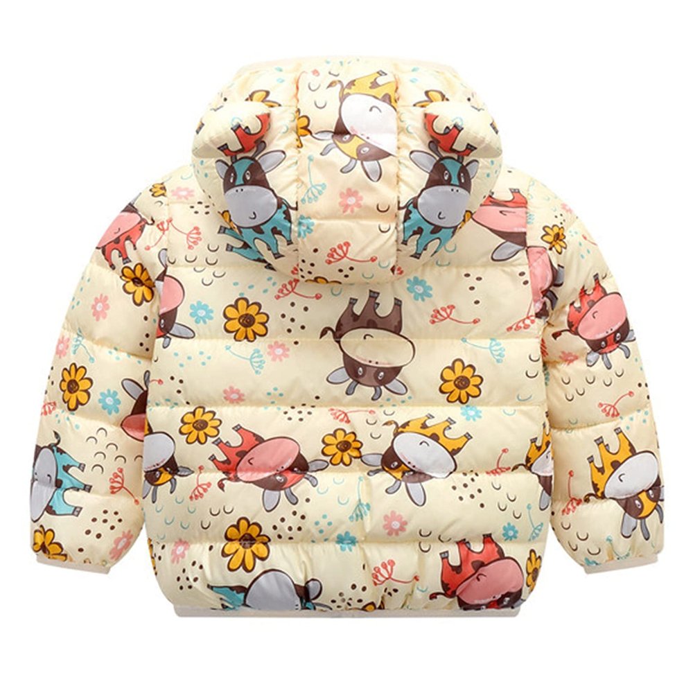 AnFeng Baby Outerwear Jackets Girls Bear Hooded Coat Print Outerwear Jacket Cartoon Boys Baby Winter Ear (Yellow, 2-3 Years)