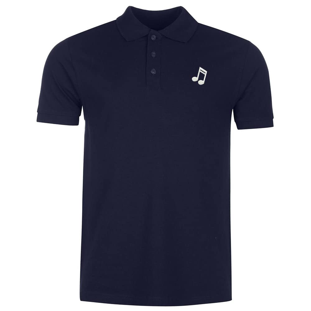 L8502-LXYB Polo Shirts for Men Music Symbol Embroidered Short Sleeve Mens Polo Shirts (Navy,XL,X-Large)