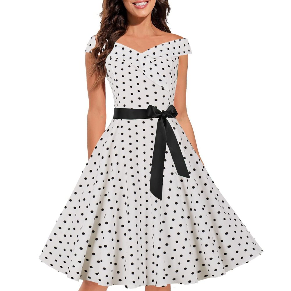 50s 60s Vintage Cocktail Tea Party Dress for Women Floral Spring Rockabilly Dress High Waist A-line Skater Dresses