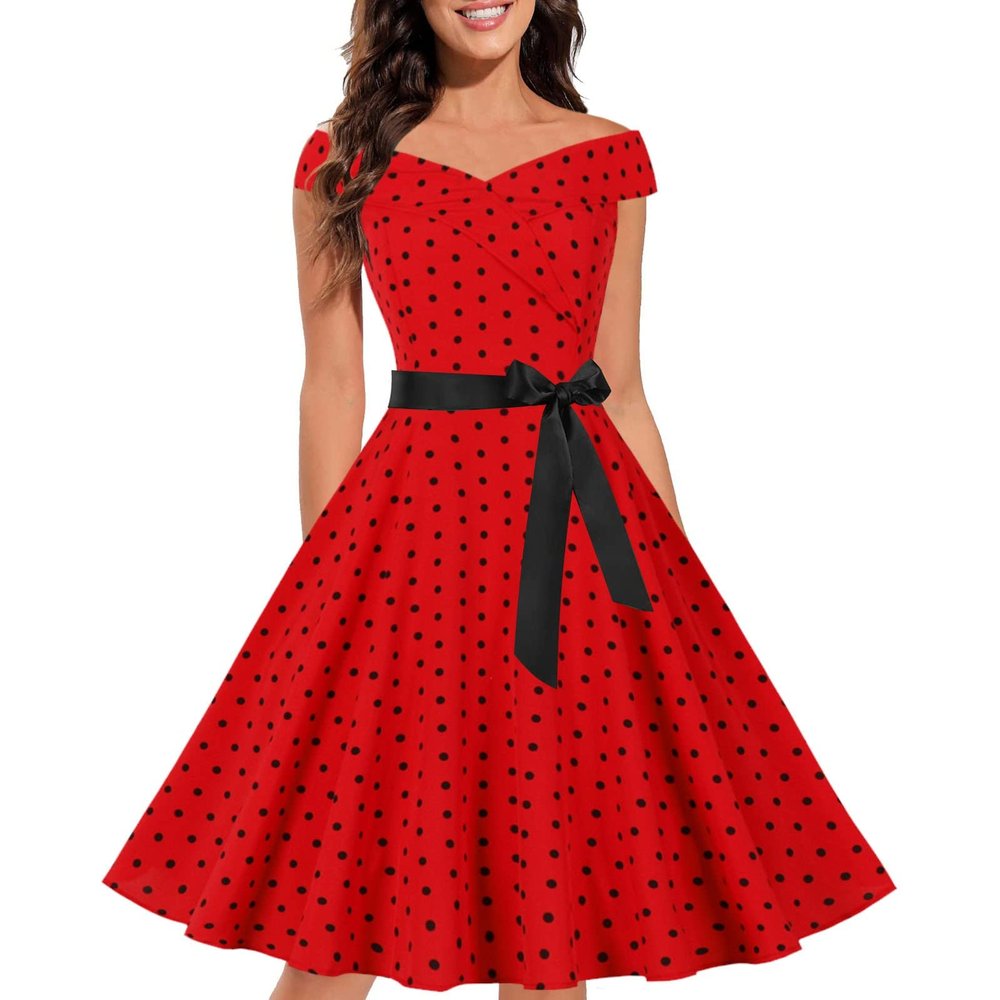 50s 60s Vintage Cocktail Tea Party Dress for Women Floral Spring Rockabilly Dress High Waist A-line Skater Dresses