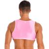 YiZYiF Men's Sleeveless Y Back Muscle Half Tank Top Vest Tee T-Shirts Crop Tops Pink A Medium view 4