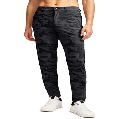 G Gradual Men's Stretch Golf Pants with 6 Pockets Slim Fit Dress Pants for Men Travel Casual Work (Grey camo, 3XL)