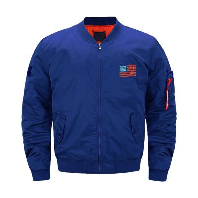Bacon USA Flag Men's Flight Jacket Warm Winter Coats Zip Outwear with Pockets