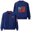 Bacon USA Flag Men's Flight Jacket Warm Winter Coats Zip Outwear with Pockets view 2