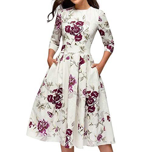 50s 60s Vintage Cocktail Tea Party Dress for Women Floral Spring Rockabilly Dress High Waist A-line Skater Dresses