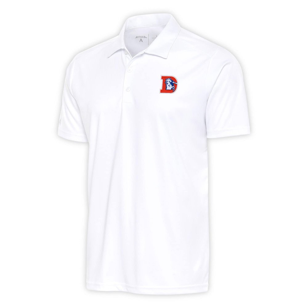 Antigua Men's White Denver Broncos Team Logo Throwback Tribute Polo