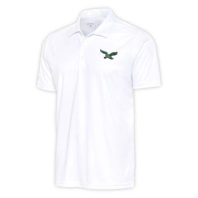 Antigua Men's White Philadelphia Eagles Team Logo Throwback Tribute Polo