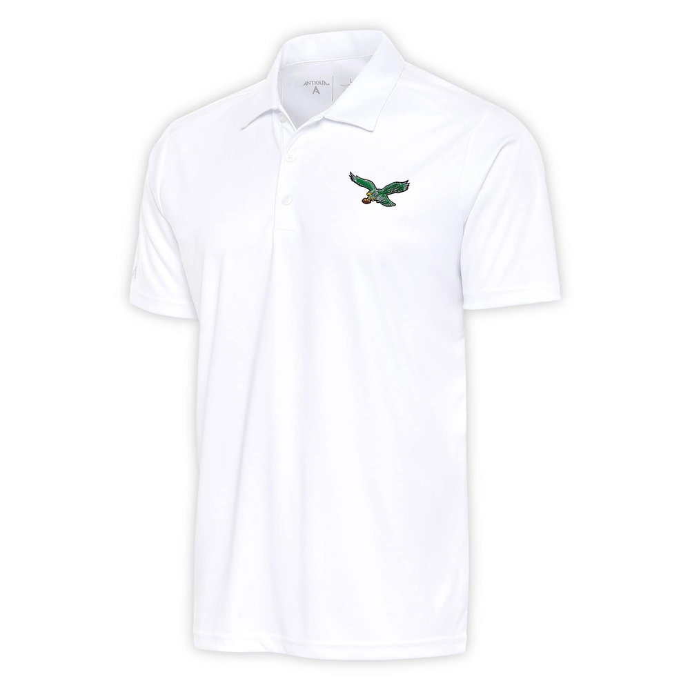 Antigua Men's White Philadelphia Eagles Team Logo Throwback Tribute Polo