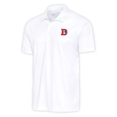 Antigua Men's White Denver Broncos Team Logo Throwback Tribute Polo