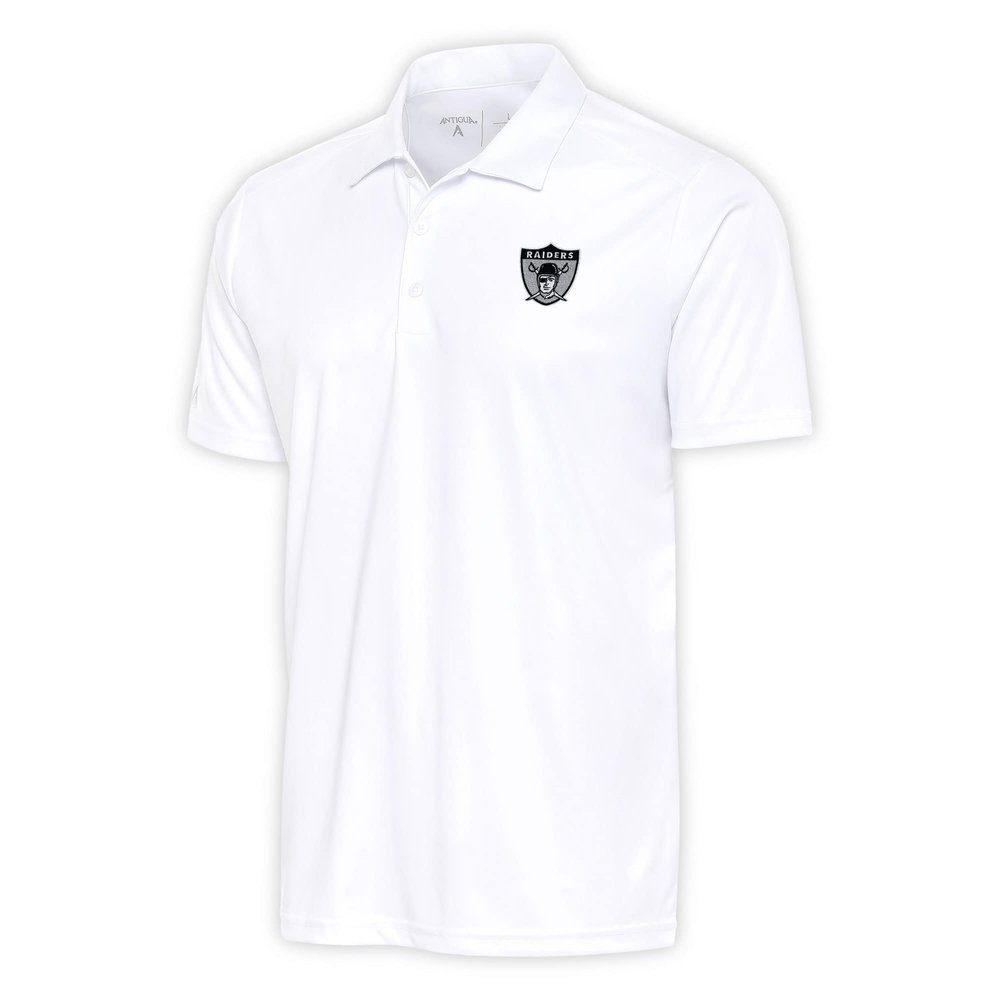 Antigua Men's White Las Vegas Raiders Team Logo Throwback Tribute Polo