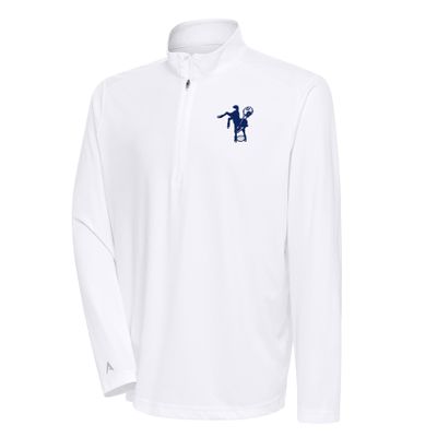 Antigua Men's White Indianapolis Colts Team Logo Throwback Tribute Quarter-Zip Pullover Top