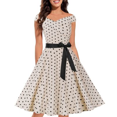 50s 60s Vintage Cocktail Tea Party Dress for Women Floral Spring Rockabilly Dress High Waist A-line Skater Dresses