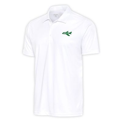 Antigua Men's White New York Jets Team Logo Throwback Tribute Polo