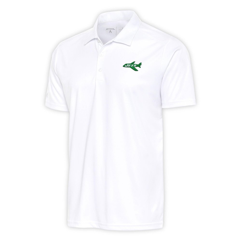 Antigua Men's White New York Jets Team Logo Throwback Tribute Polo