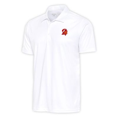Antigua Men's White Tampa Bay Buccaneers Team Logo Throwback Tribute Polo