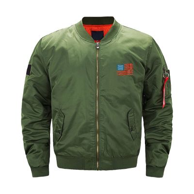 Bacon USA Flag Men's Flight Jacket Warm Winter Coats Zip Outwear with Pockets