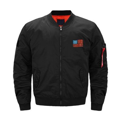 Bacon USA Flag Men's Flight Jacket Warm Winter Coats Zip Outwear with Pockets