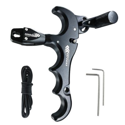 xxiaojun Compound Bow Aid Trigger and 10 feet D Loop Rope4 Fingers AdjustableThumb Release Bow Aluminum Alloy Aidsfor Outdoor Hunting Adult Archery