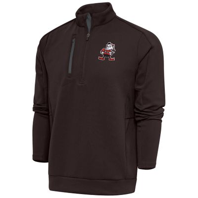 Antigua Men's Brown Cleveland Browns Team Logo Throwback Generation Quarter-Zip Pullover Top