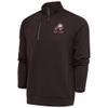 Antigua Men's Brown Cleveland Browns Team Logo Throwback Generation Quarter-Zip Pullover Top view 1