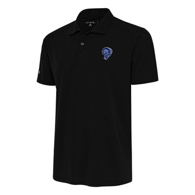 Antigua Men's Black Los Angeles Rams Team Logo Throwback Tribute Polo