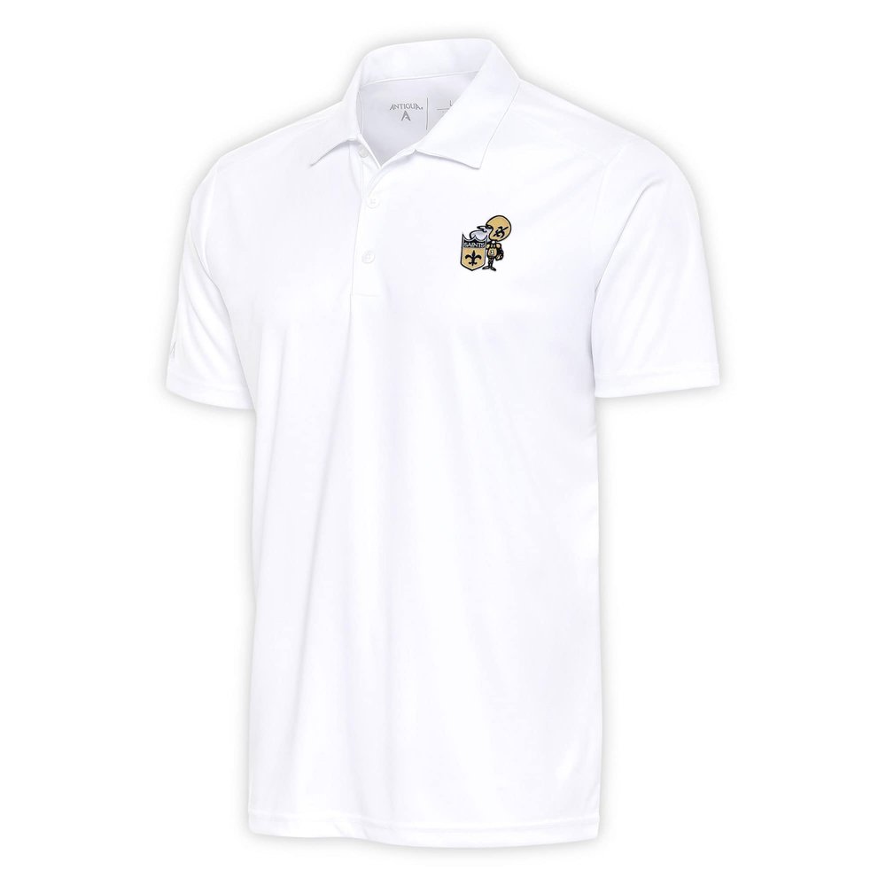 Antigua Men's White New Orleans Saints Team Logo Throwback Tribute Polo
