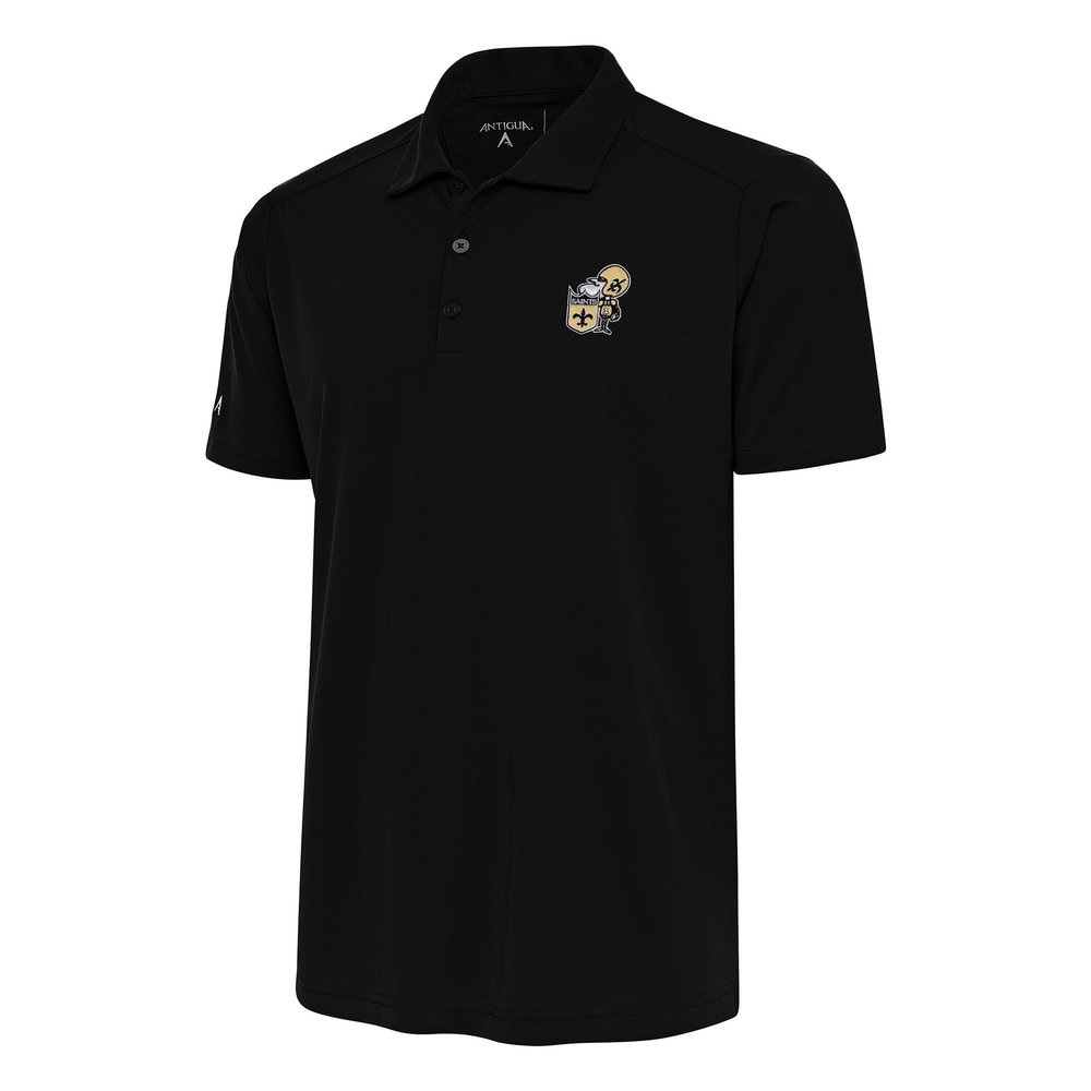 Antigua Men's Black New Orleans Saints Team Logo Throwback Tribute Polo