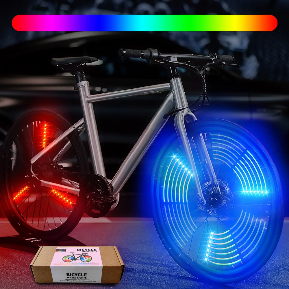 LED Bike Wheel Lights,Bike Spoke Lights with Batteries Included, 6 Lights Strips for 2 Wheels,Vibration InductionUltra Bright-Waterproof, Color Changing,Best Gifts for Kids Teens Boys Girls!