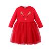 Christmas Dresses for Girls Toddler Dresses Long Sleeve Tulle Dress Kids Tutu Dress Casual Fall Clothing Vestido para Nias Girls Princess Outfit Clothes Children Flower Fall Dress Deer Red 3-4 Y view 1
