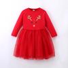 Christmas Dresses for Girls Toddler Dresses Long Sleeve Tulle Dress Kids Tutu Dress Casual Fall Clothing Vestido para Nias Girls Princess Outfit Clothes Children Flower Fall Dress Deer Red 3-4 Y view 2