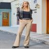 G4Free Fleece Lined Leggings Womnen with Pockets Stretchy Yoga Dress Winter Pants with 4 Pockets Casual Work Trousers(Khaki,XXL,31") view 2