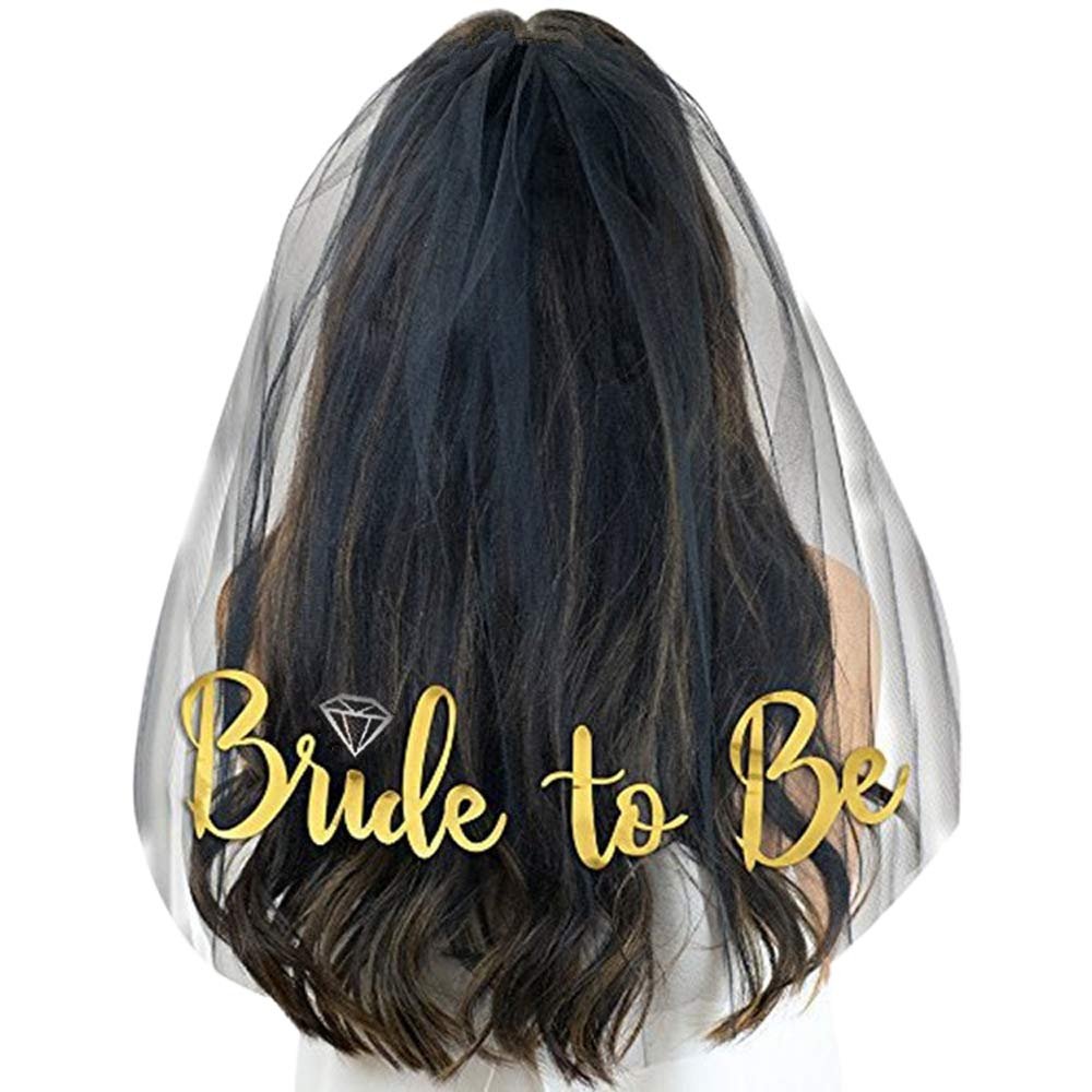 White Bride to Be Veil Bachelorette Party Veil Tulle Short Bridal Shower Veil with Comb for Wedding Engagement Hen Party