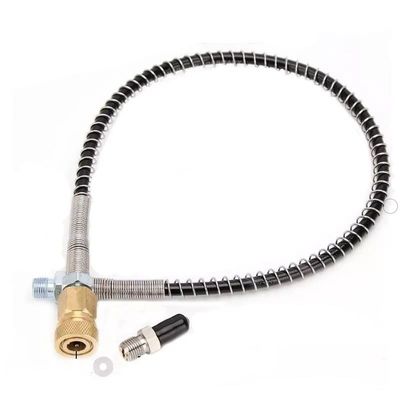 UP100 M10x1 Thread Long High Pressure Nylon Hose for PCP Air Pump Accessories Pneumatics of Car Bicycle Motorcycle Bike Tyre Wheel Spare Parts (50cm Hose+ 1 Set Connector)