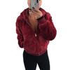Akivide Women Fashion Long Sleeve Zip Up Short Sherpa Hooded Jacket Cropped Faux Shaggy Fur Jacket with Pockets Fall Winter view 1
