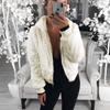 Akivide Women Fashion Long Sleeve Zip Up Short Sherpa Hooded Jacket Cropped Faux Shaggy Fur Jacket with Pockets Fall Winter view 3