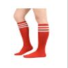 Century Star Red Knee High Socks for Woman- Long Thin Red Soccer Socks with Three White Stripes view 1
