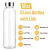 Sursip [12 Pack] 18 oz Glass Water Bottles with Lids, Juice Bottles, Clear glass juice bottle for juicing, Eco-Friendly Reusable Glass Juicing Bottles with Stainless Steel Lid, BPA Free,Leak-Proof view 3