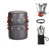 LSOAARRT Camping Cookware Mess Kit, Camping Pot and Pan Set with Mini Backpacking Stove, Spork and Tank Bracket, Cooking Gear for Outdoor, Hiking, Picnic, Campfire (Orange) view 1