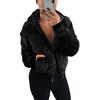 Akivide Women Fashion Long Sleeve Zip Up Short Sherpa Hooded Jacket Cropped Faux Shaggy Fur Jacket with Pockets Fall Winter view 1