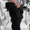 Akivide Women Fashion Long Sleeve Zip Up Short Sherpa Hooded Jacket Cropped Faux Shaggy Fur Jacket with Pockets Fall Winter view 3