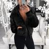 Akivide Women Fashion Long Sleeve Zip Up Short Sherpa Hooded Jacket Cropped Faux Shaggy Fur Jacket with Pockets Fall Winter view 4