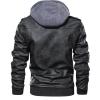 Men Vintage Faux Leather Jacket Stand Collar PU Leather Motorcycle Jacket Casual Bomber Hoodie with Removable Hood (Black,Small) view 3