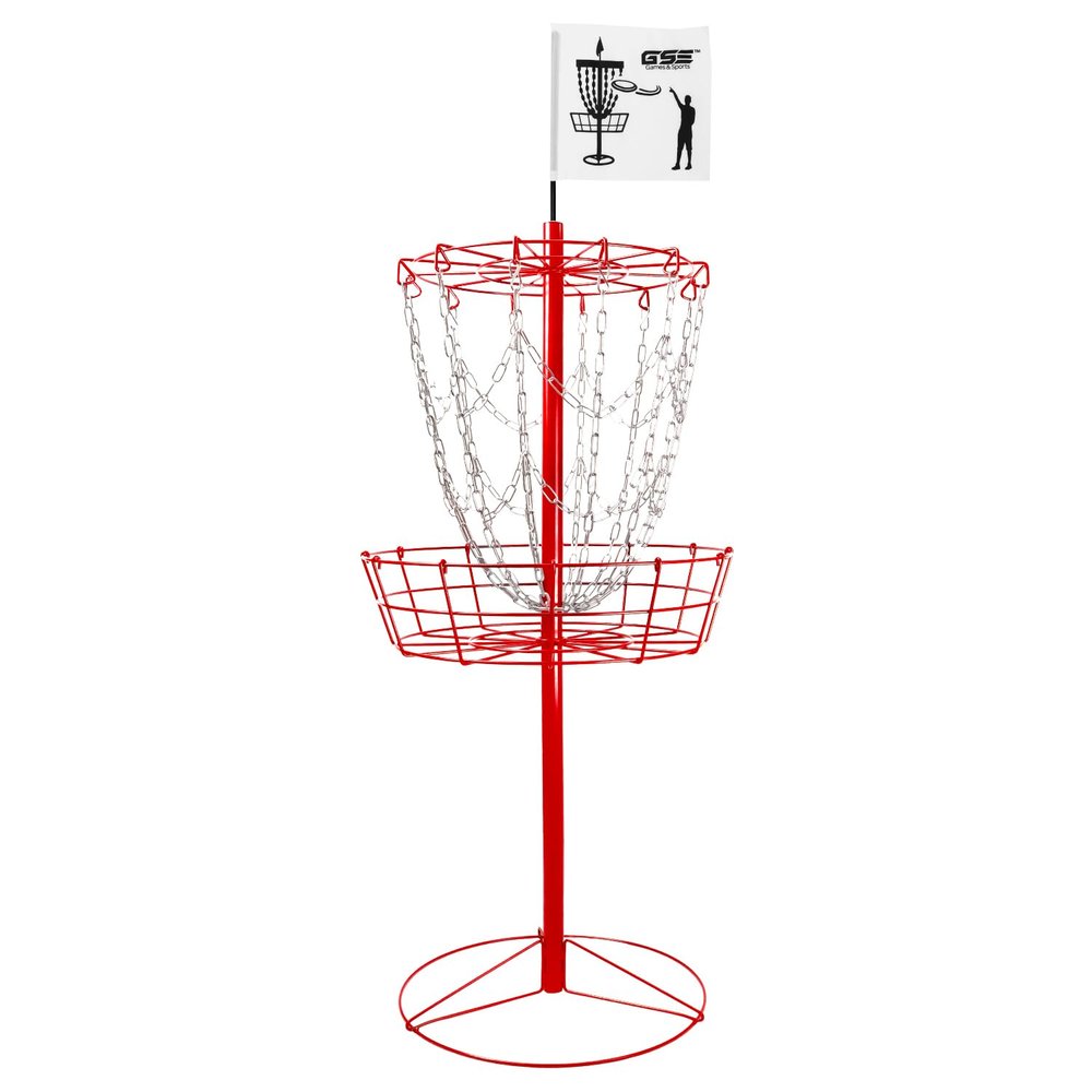 GSE Games & Sports Expert Protable Disc Golf Basket, 12-Chain Metal Practice Disc Golf Target with Carrying Bag, for Outdoor, Yard, Backyard, Park Training & Games(Red)