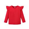 Toddler Baby Girls Long Sleeve Ruffle T Shirt Kids Casual Plain Solid Top Blouse T-Shirt Undershirt (Red,12-18 Months) view 1