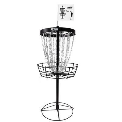 GSE Games & Sports Expert Professional Protable Disc Golf Basket, 24-Chain Metal Practice Disc Golf Target with Carrying Bag, for Outdoor, Yard, Backyard, Park Training & Games(Black)