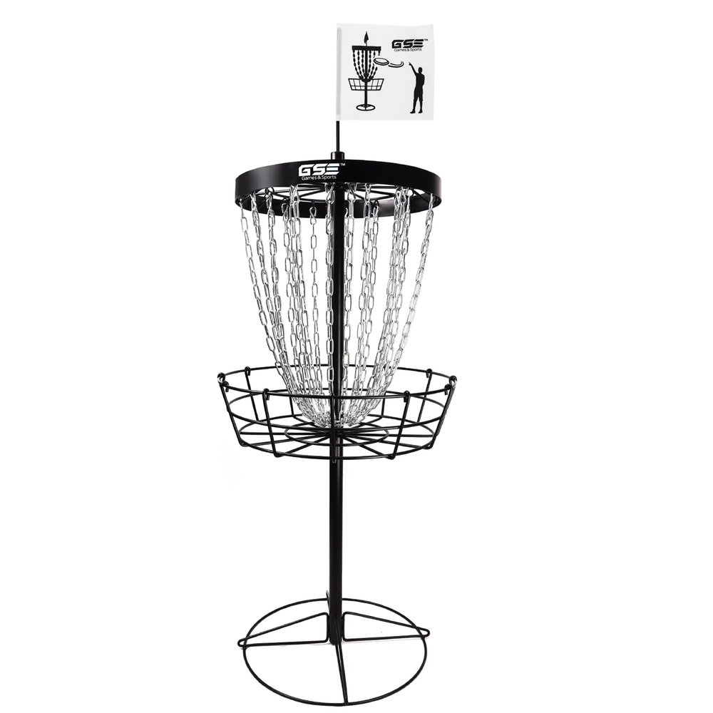 GSE Games & Sports Expert Professional Protable Disc Golf Basket, 24-Chain Metal Practice Disc Golf Target with Carrying Bag, for Outdoor, Yard, Backyard, Park Training & Games(Black)