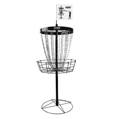 GSE Games & Sports Expert Deluxe Protable Disc Golf Basket, 24-Chain Metal Practice Disc Golf Target with Carrying Bag, for Outdoor, Yard, Backyard, Park Training & Games(Black)