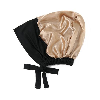 Yizelli Cotton Turban Hat with Satin Lining Adjustable Chemo Cap for Women Pretied Beanie Sleep Bonnet (Black)